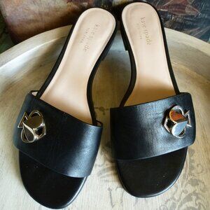 Kate Spade Black Patent Slides with Heart - (W Size 6.5 US)